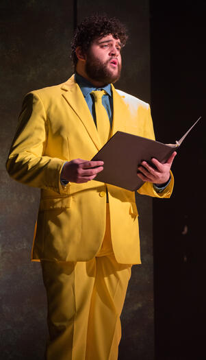 Photo of Kareem as Apollo in a performance of Metamorphoses